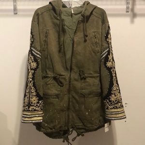 Free People Embellished military parka